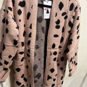 Elegant Beige and Black Polka Dot Long Sleeve Dress